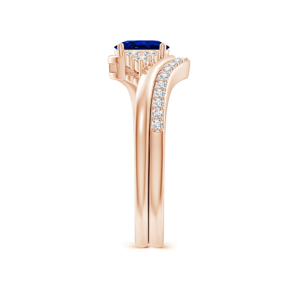 6x4mm AAAA Oval Blue Sapphire Bypass Bridal Set with Diamonds in Rose Gold product image