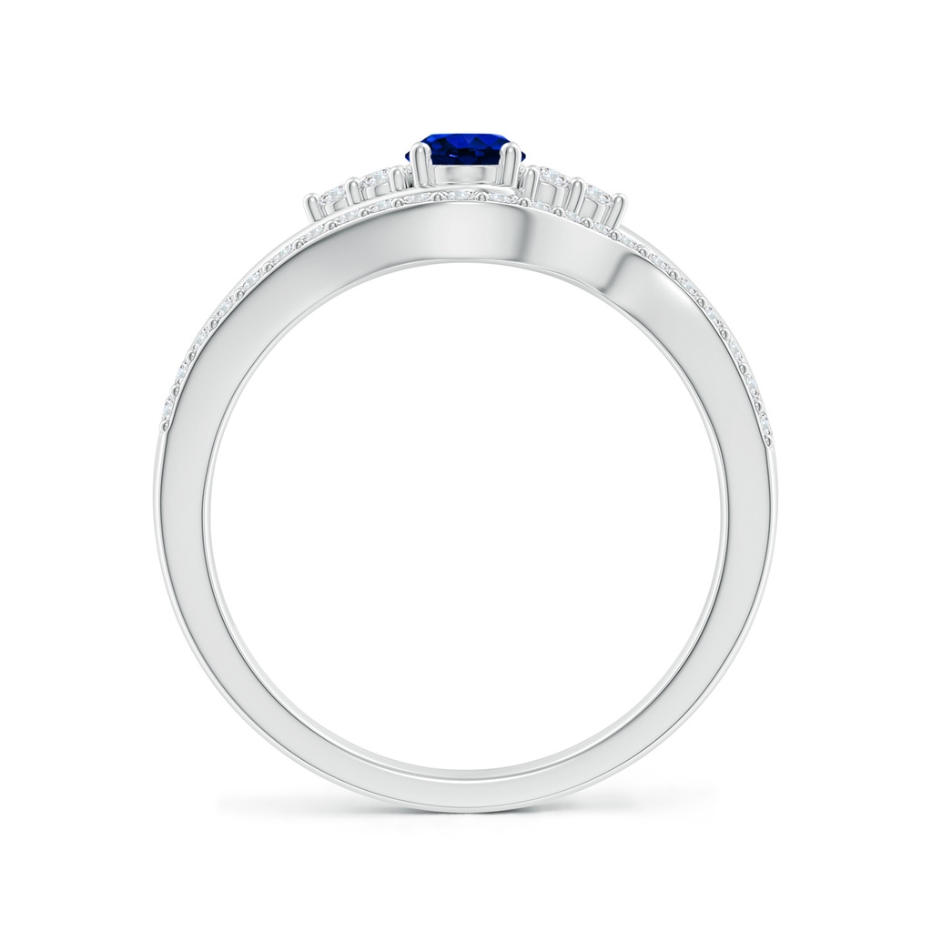 6x4mm AAAA Oval Blue Sapphire Bypass Bridal Set with Diamonds in White Gold Product Image