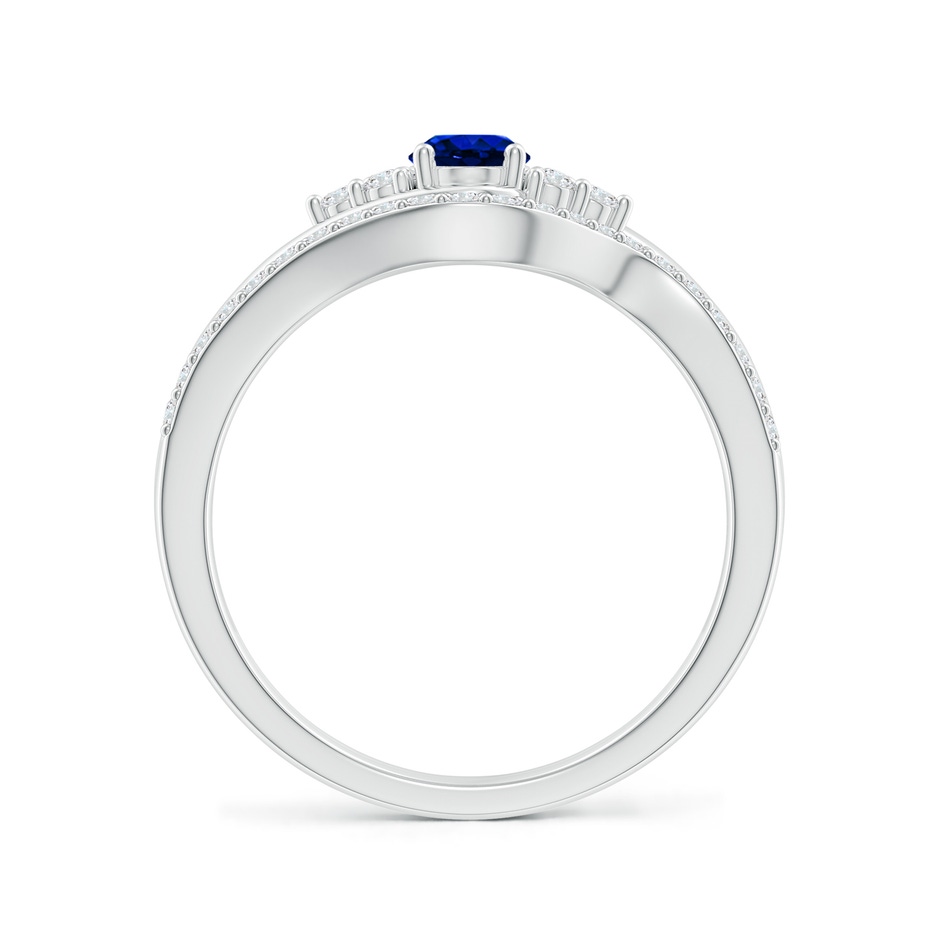 6x4mm AAAA Oval Blue Sapphire Bypass Bridal Set with Diamonds in White Gold product image