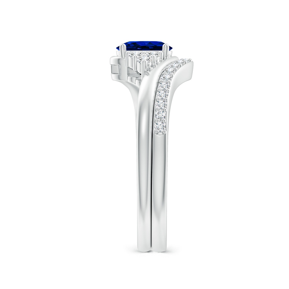 6x4mm AAAA Oval Blue Sapphire Bypass Bridal Set with Diamonds in White Gold product image