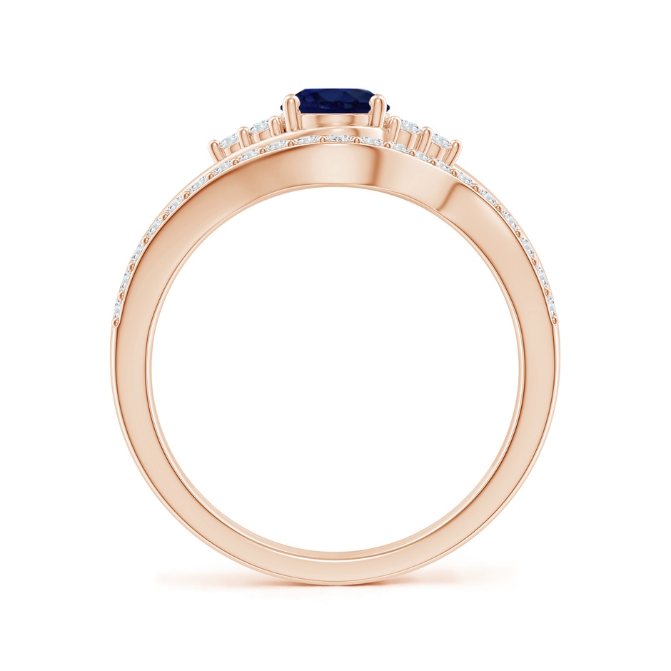 7x5mm A Oval Blue Sapphire Bypass Bridal Set with Diamonds in Rose Gold product image