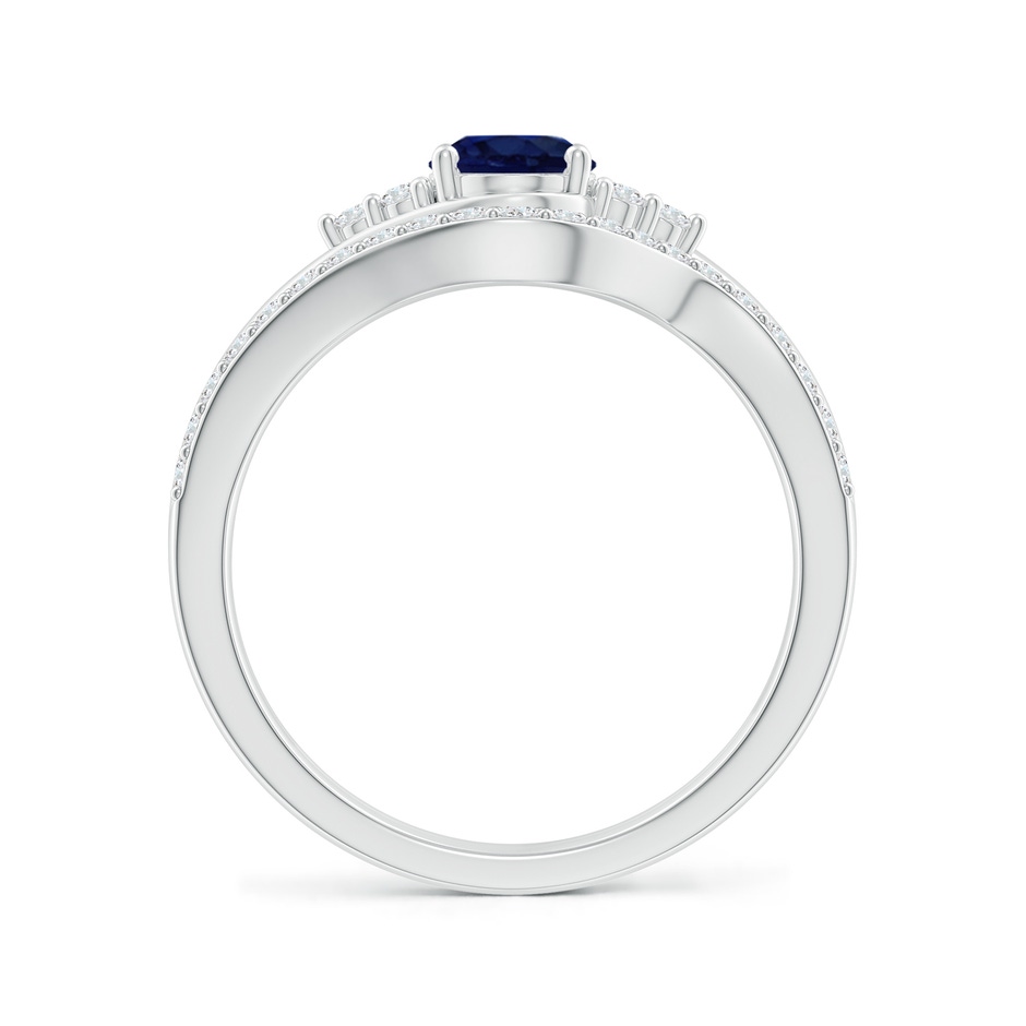 7x5mm A Oval Blue Sapphire Bypass Bridal Set with Diamonds in White Gold product image