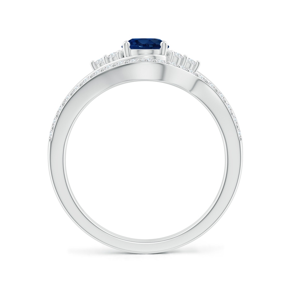 7x5mm AA Oval Blue Sapphire Bypass Bridal Set with Diamonds in P950 Platinum product image