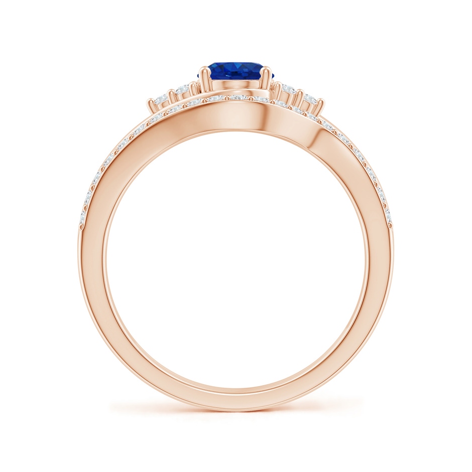 7x5mm AAA Oval Blue Sapphire Bypass Bridal Set with Diamonds in Rose Gold product image