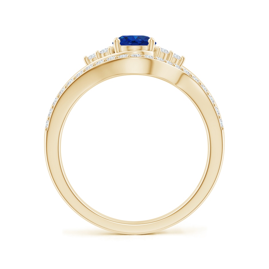 7x5mm AAA Oval Blue Sapphire Bypass Bridal Set with Diamonds in Yellow Gold product image