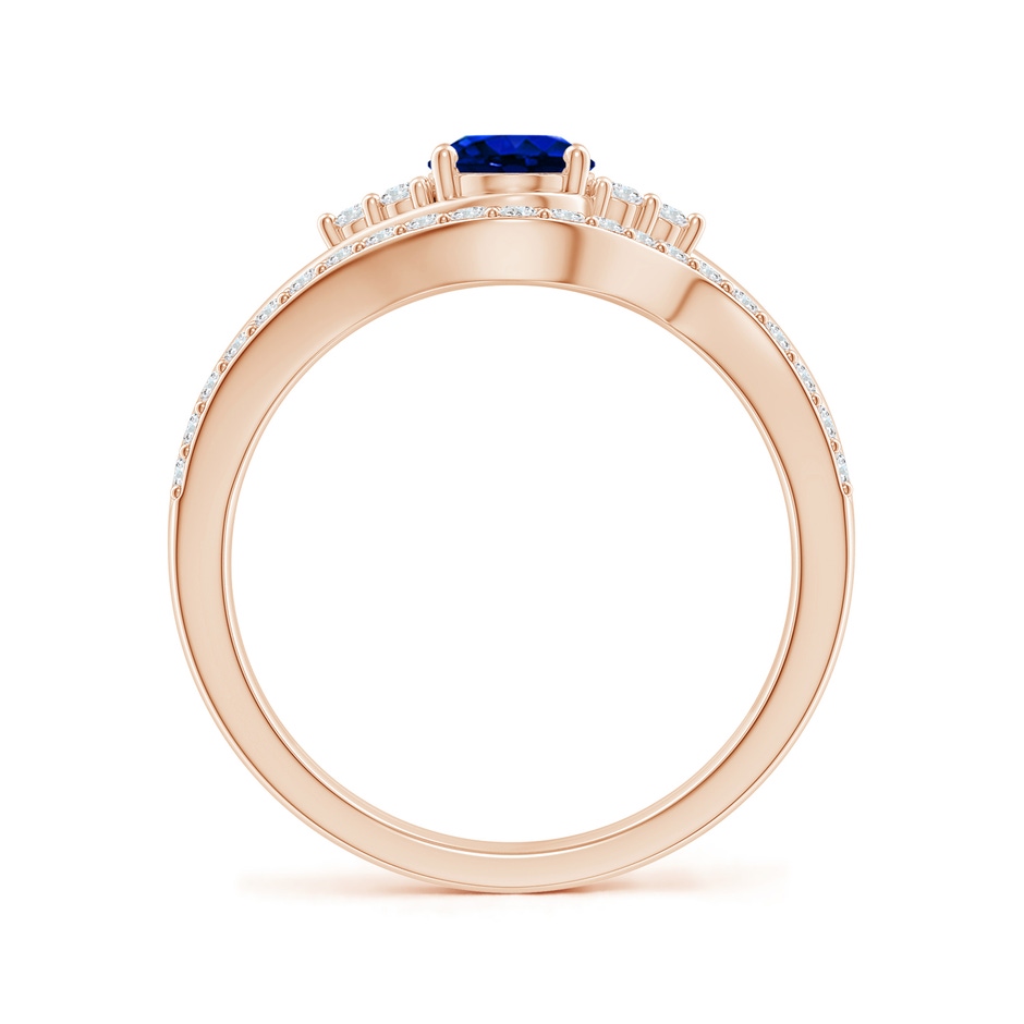 7x5mm AAAA Oval Blue Sapphire Bypass Bridal Set with Diamonds in Rose Gold product image