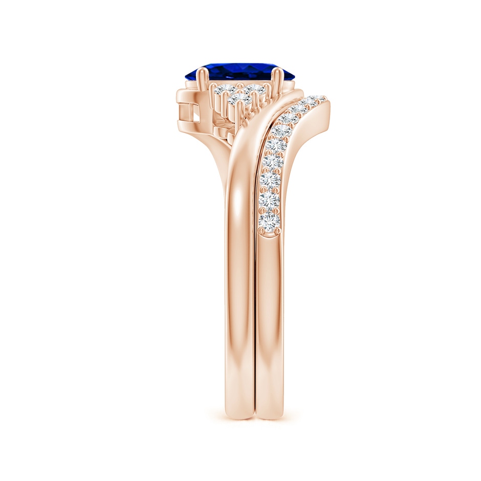 7x5mm AAAA Oval Blue Sapphire Bypass Bridal Set with Diamonds in Rose Gold product image