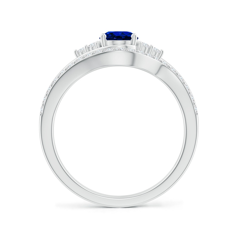 7x5mm AAAA Oval Blue Sapphire Bypass Bridal Set with Diamonds in White Gold product image