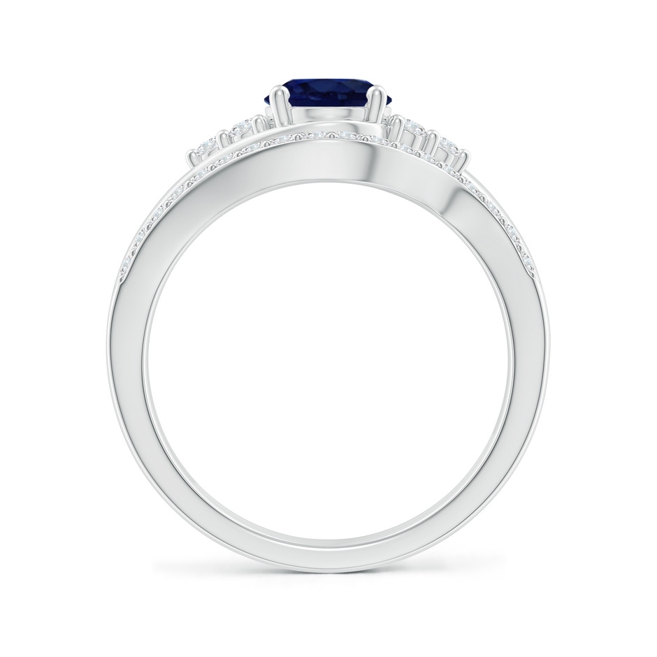 8x6mm A Oval Blue Sapphire Bypass Bridal Set with Diamonds in P950 Platinum product image