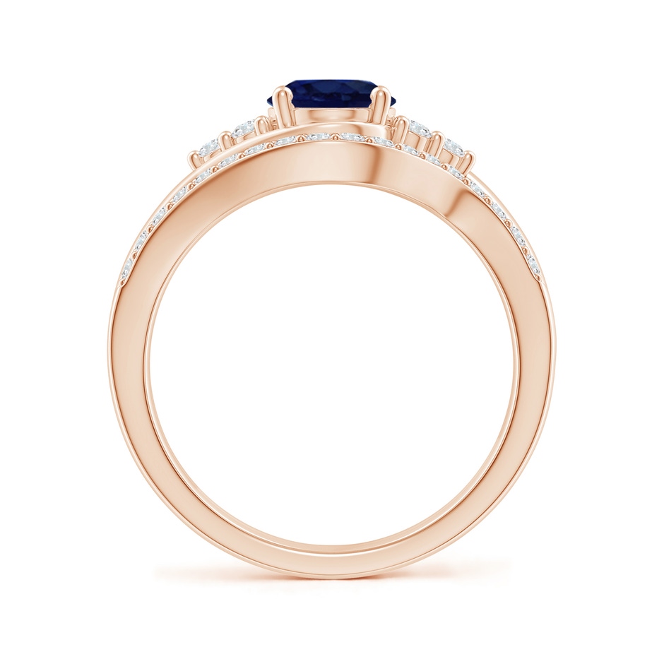 8x6mm A Oval Blue Sapphire Bypass Bridal Set with Diamonds in Rose Gold product image