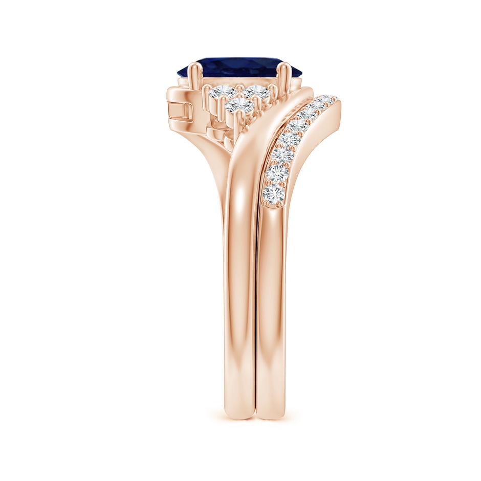 8x6mm A Oval Blue Sapphire Bypass Bridal Set with Diamonds in Rose Gold product image