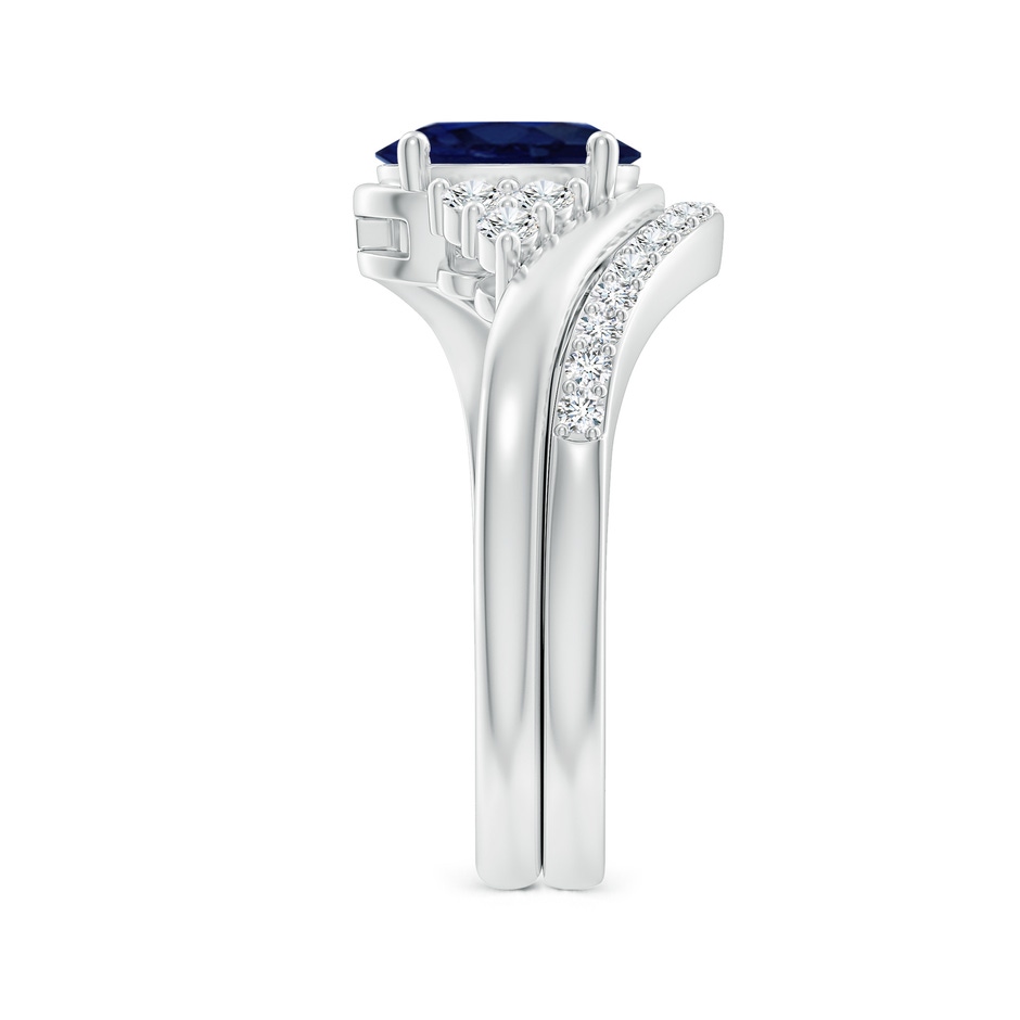 8x6mm A Oval Blue Sapphire Bypass Bridal Set with Diamonds in White Gold product image
