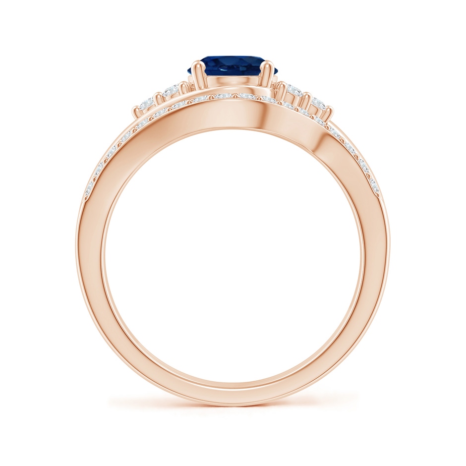 8x6mm AA Oval Blue Sapphire Bypass Bridal Set with Diamonds in Rose Gold product image