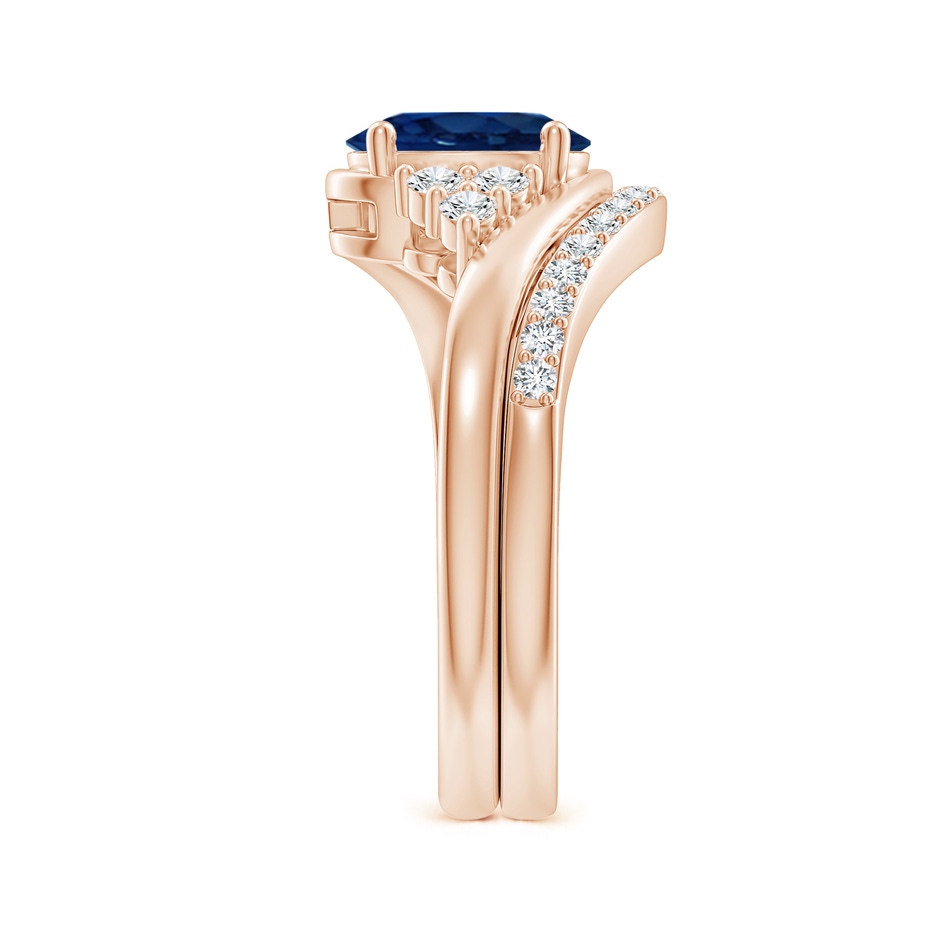8x6mm AA Oval Blue Sapphire Bypass Bridal Set with Diamonds in Rose Gold product image