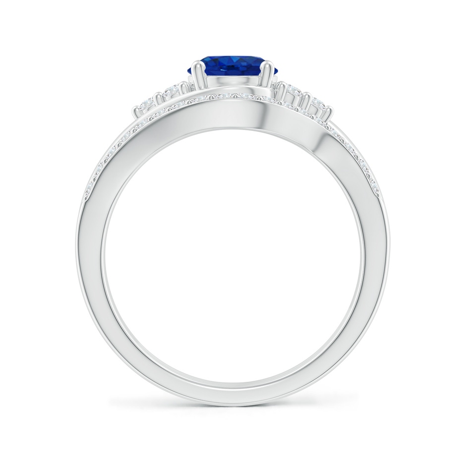 8x6mm AAA Oval Blue Sapphire Bypass Bridal Set with Diamonds in P950 Platinum product image
