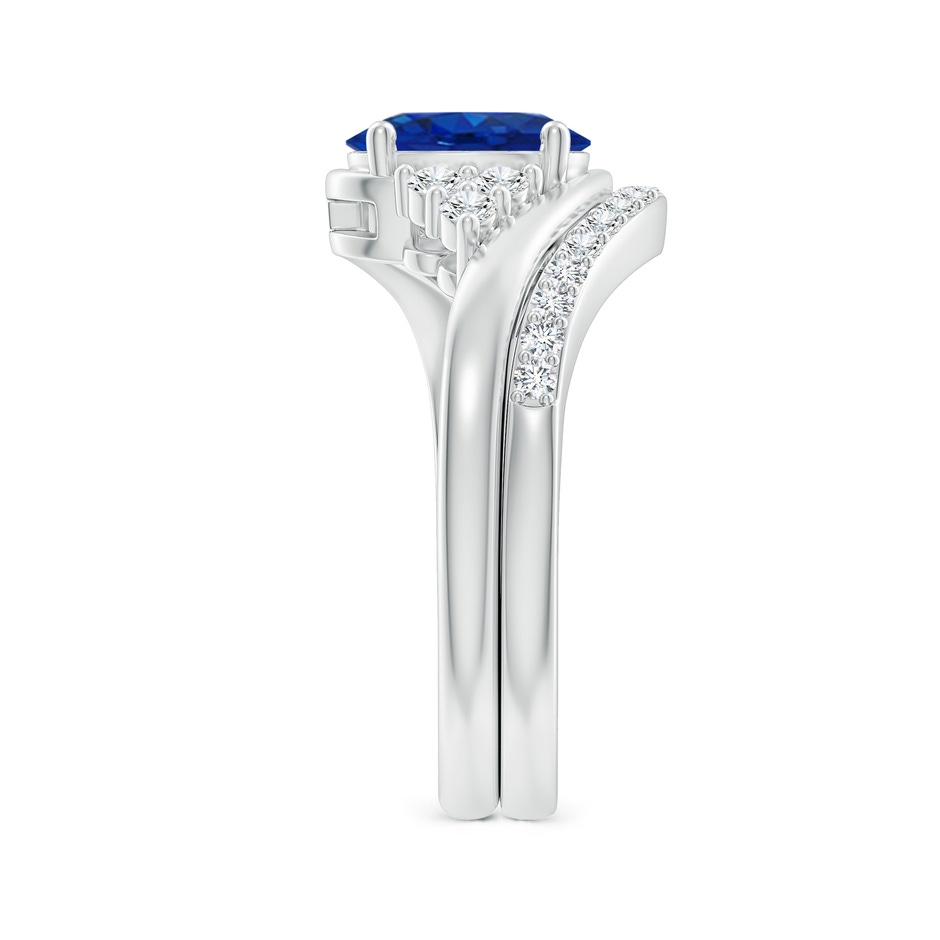 8x6mm AAA Oval Blue Sapphire Bypass Bridal Set with Diamonds in P950 Platinum product image