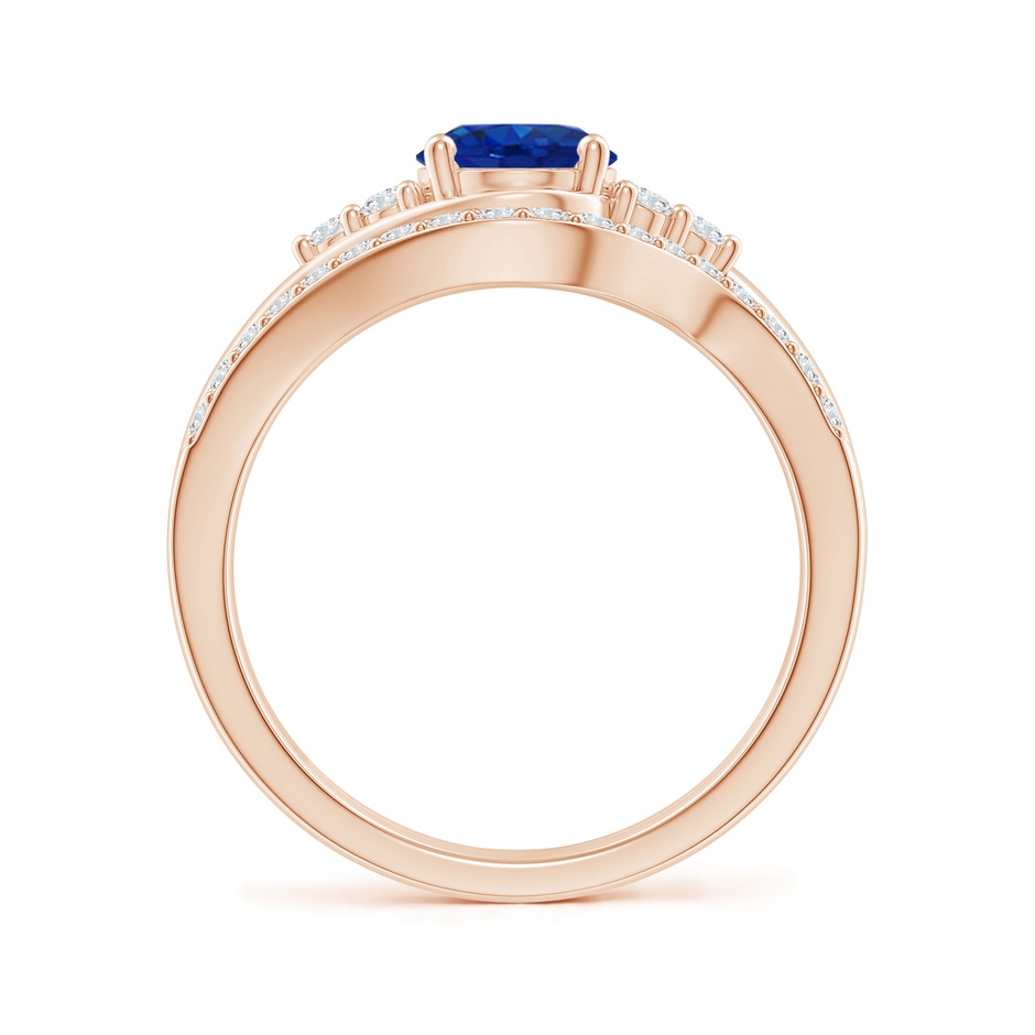 8x6mm AAA Oval Blue Sapphire Bypass Bridal Set with Diamonds in Rose Gold product image