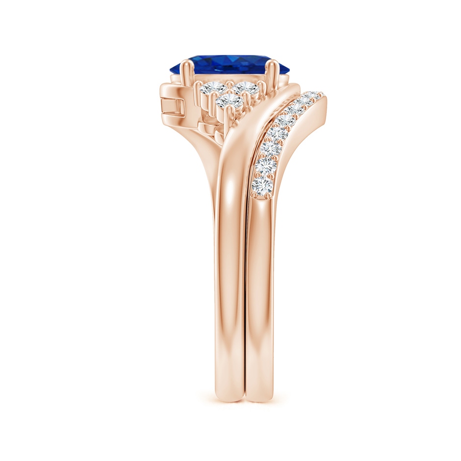 8x6mm AAA Oval Blue Sapphire Bypass Bridal Set with Diamonds in Rose Gold product image