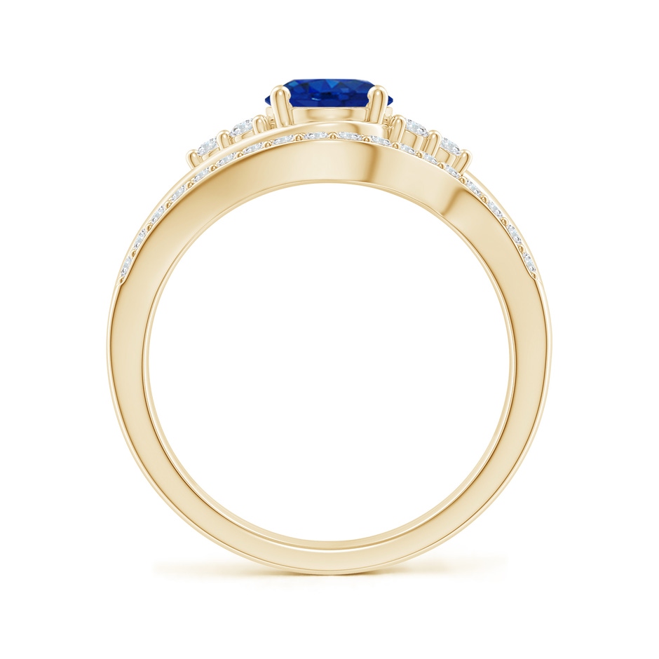 8x6mm AAA Oval Blue Sapphire Bypass Bridal Set with Diamonds in Yellow Gold product image