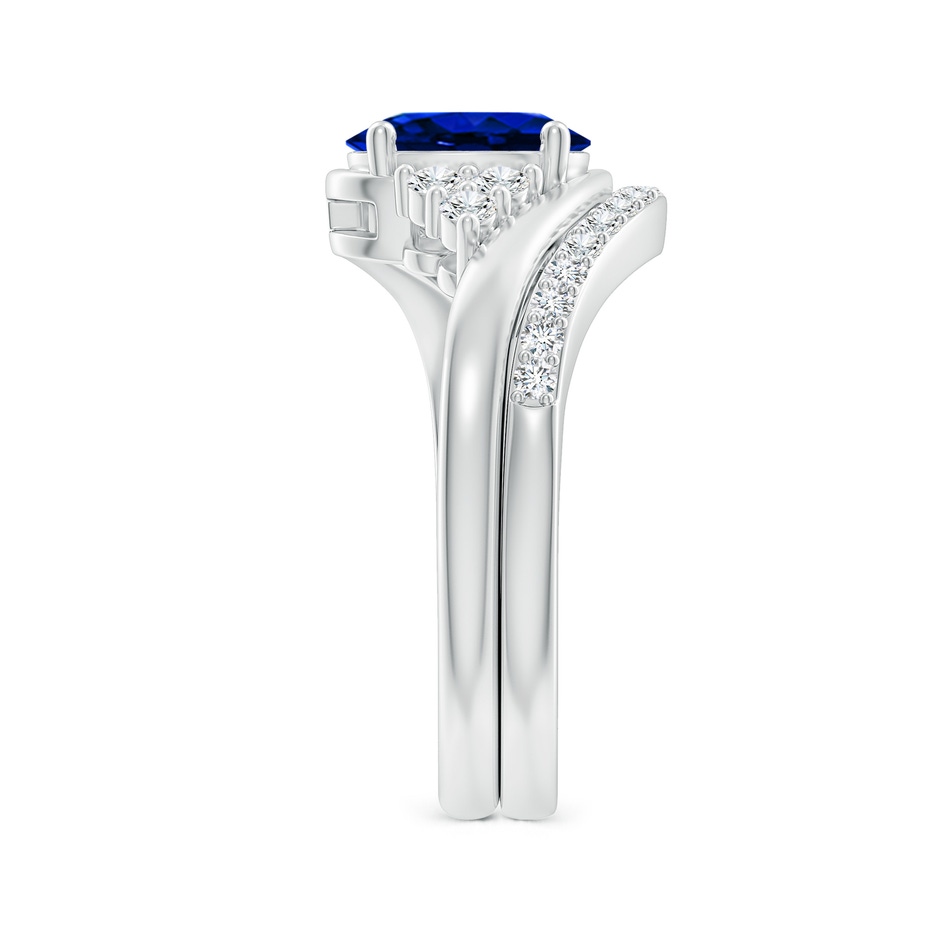 8x6mm AAAA Oval Blue Sapphire Bypass Bridal Set with Diamonds in P950 Platinum product image