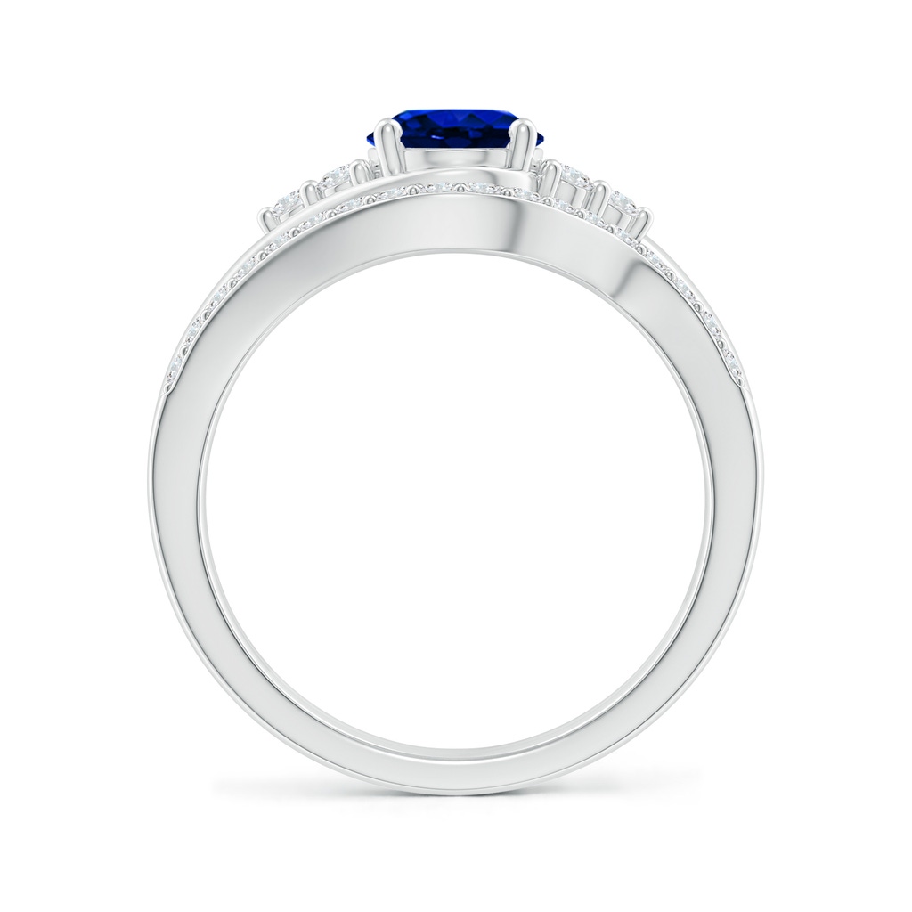 8x6mm AAAA Oval Blue Sapphire Bypass Bridal Set with Diamonds in White Gold Product Image