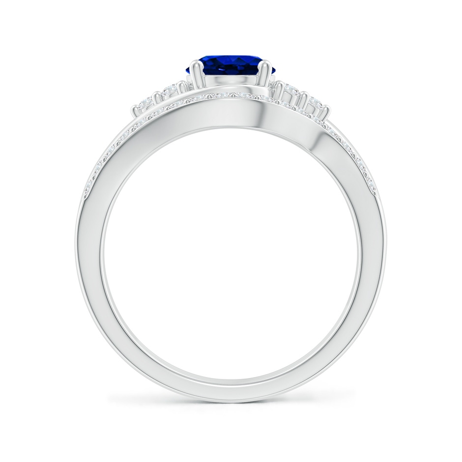 8x6mm AAAA Oval Blue Sapphire Bypass Bridal Set with Diamonds in White Gold product image