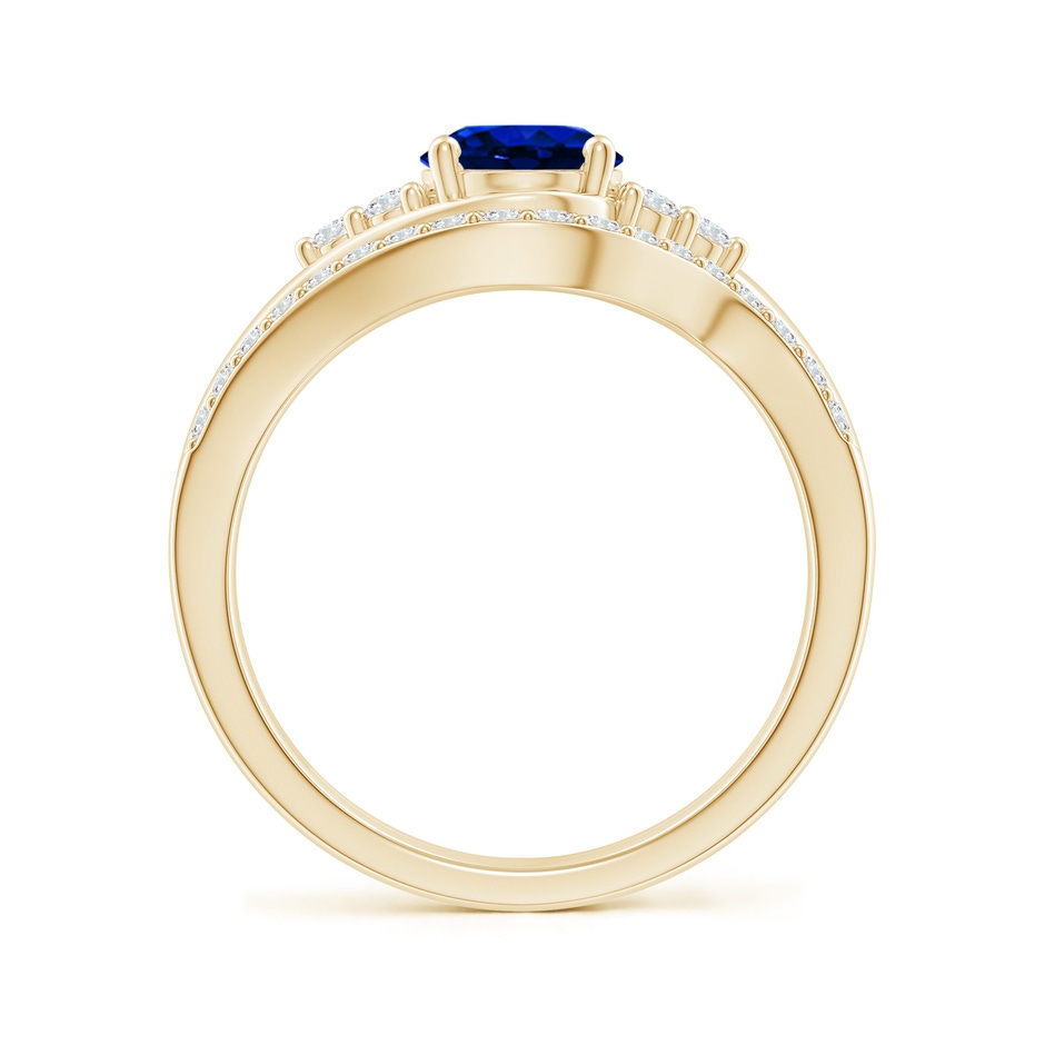 8x6mm AAAA Oval Blue Sapphire Bypass Bridal Set with Diamonds in Yellow Gold product image