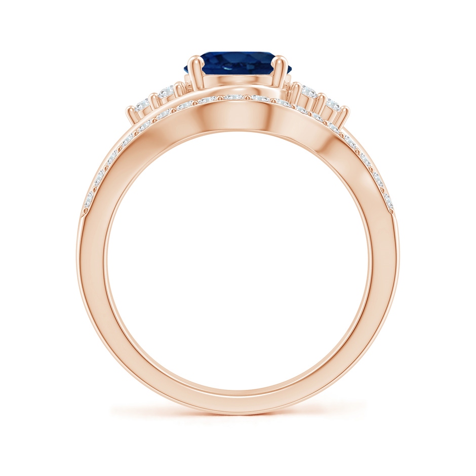 9x7mm AA Oval Blue Sapphire Bypass Bridal Set with Diamonds in Rose Gold product image