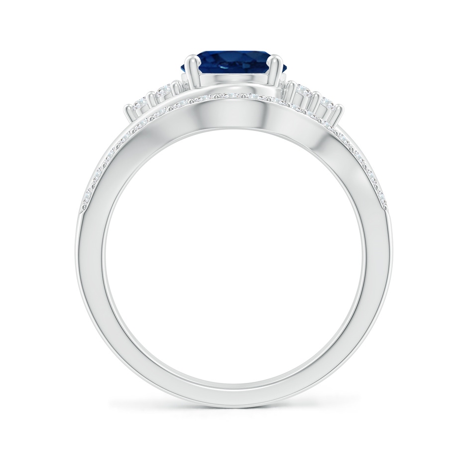 9x7mm AA Oval Blue Sapphire Bypass Bridal Set with Diamonds in White Gold product image