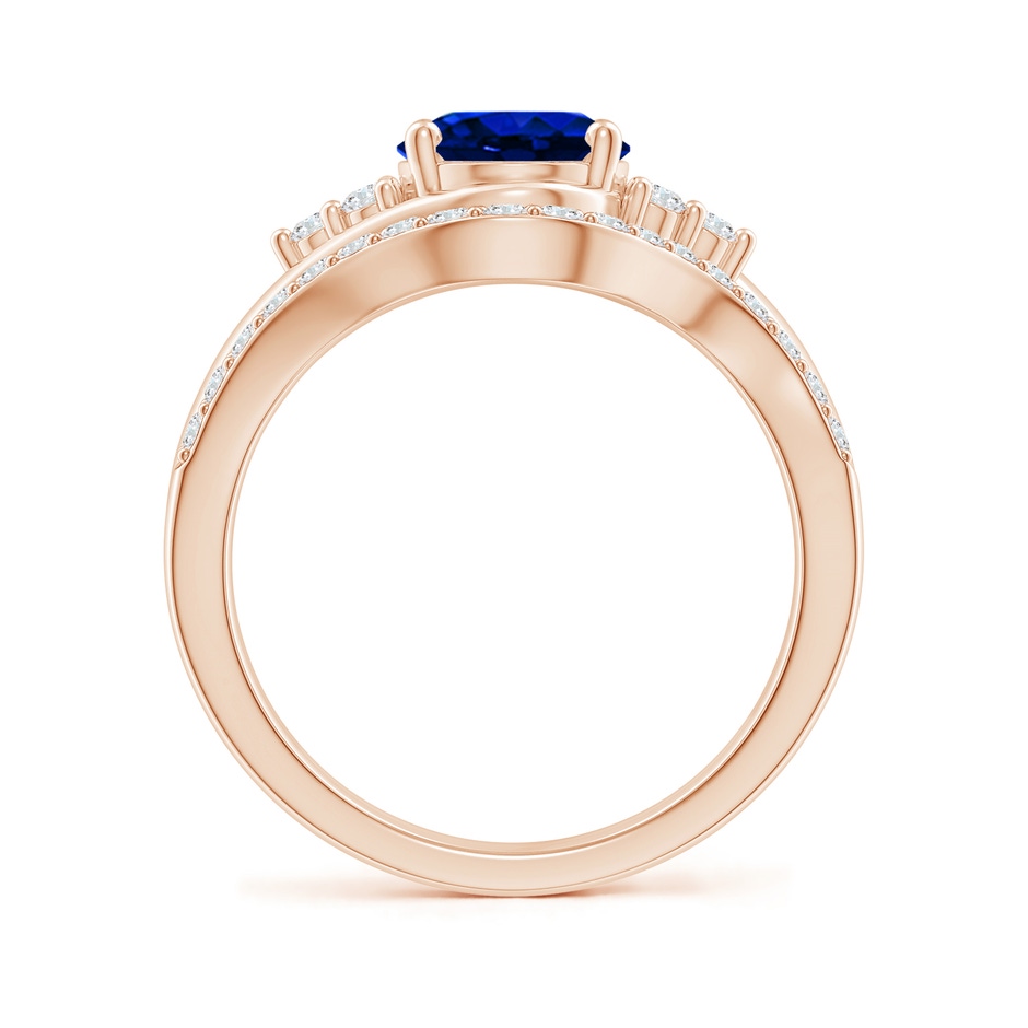 9x7mm AAAA Oval Blue Sapphire Bypass Bridal Set with Diamonds in Rose Gold product image