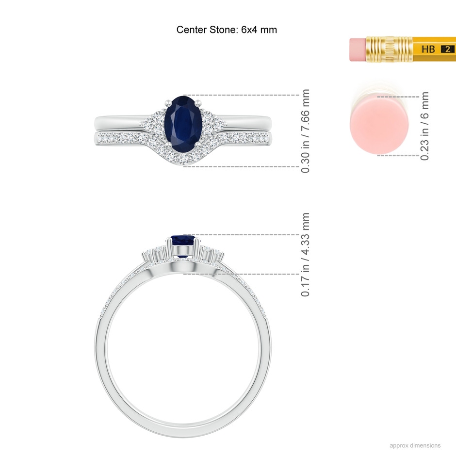 6x4mm A Blue Sapphire and Diamond Trio Bridal Set in P950 Platinum product image