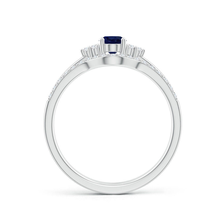 6x4mm A Blue Sapphire and Diamond Trio Bridal Set in White Gold product image