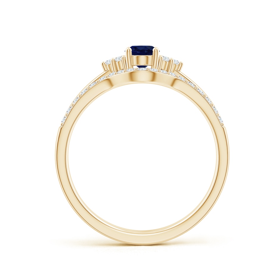 6x4mm A Blue Sapphire and Diamond Trio Bridal Set in Yellow Gold product image