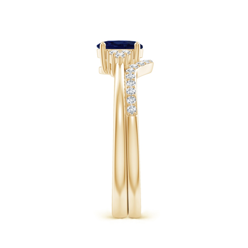 6x4mm A Blue Sapphire and Diamond Trio Bridal Set in Yellow Gold product image