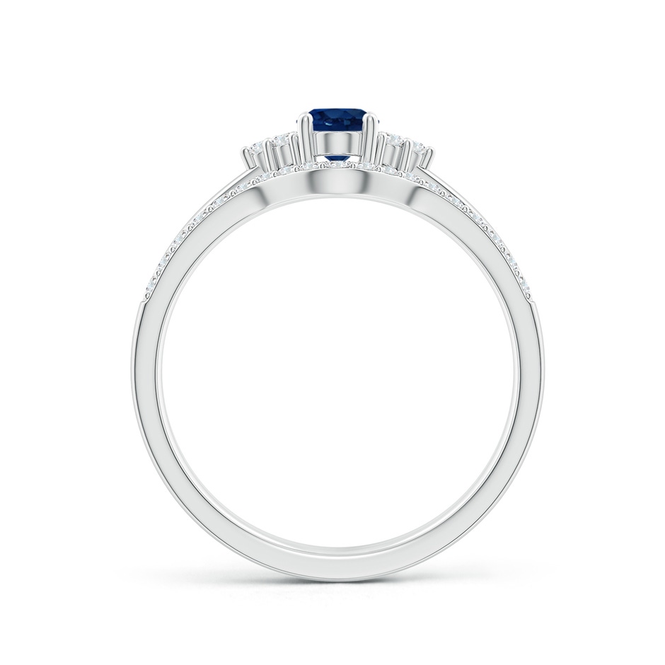 6x4mm AA Blue Sapphire and Diamond Trio Bridal Set in White Gold product image