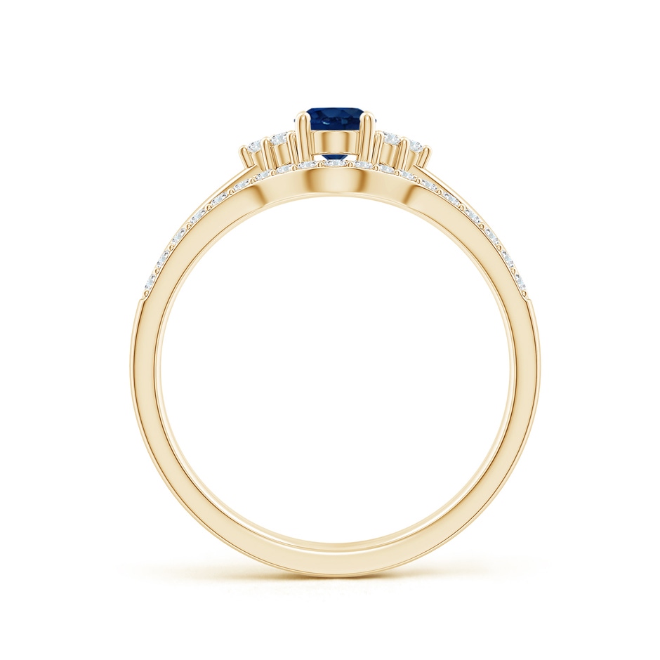 6x4mm AA Blue Sapphire and Diamond Trio Bridal Set in Yellow Gold product image