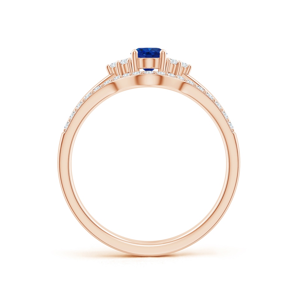 6x4mm AAA Blue Sapphire and Diamond Trio Bridal Set in Rose Gold product image