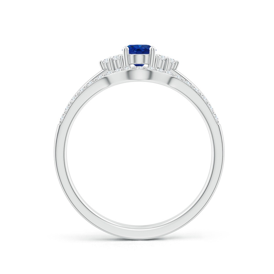 6x4mm AAA Blue Sapphire and Diamond Trio Bridal Set in White Gold product image