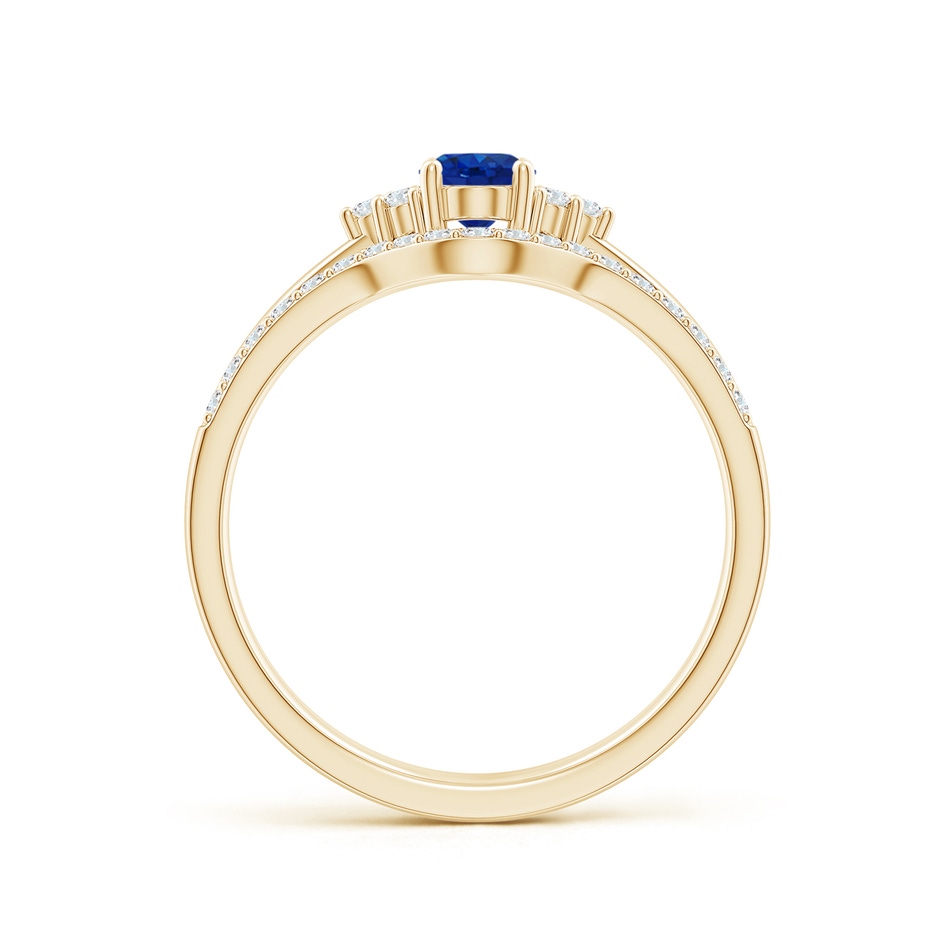 6x4mm AAA Blue Sapphire and Diamond Trio Bridal Set in Yellow Gold product image