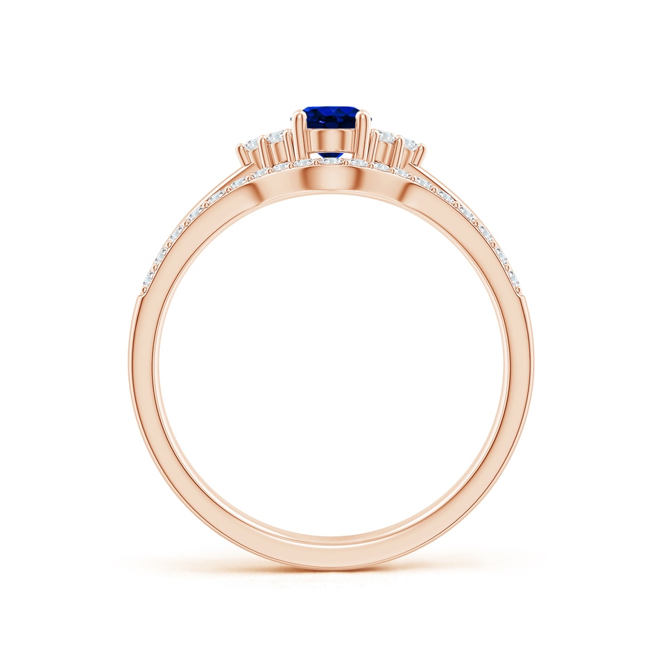 6x4mm AAAA Blue Sapphire and Diamond Trio Bridal Set in Rose Gold product image