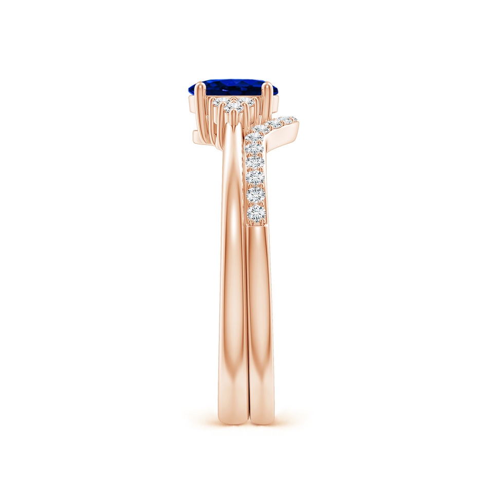 6x4mm AAAA Blue Sapphire and Diamond Trio Bridal Set in Rose Gold product image