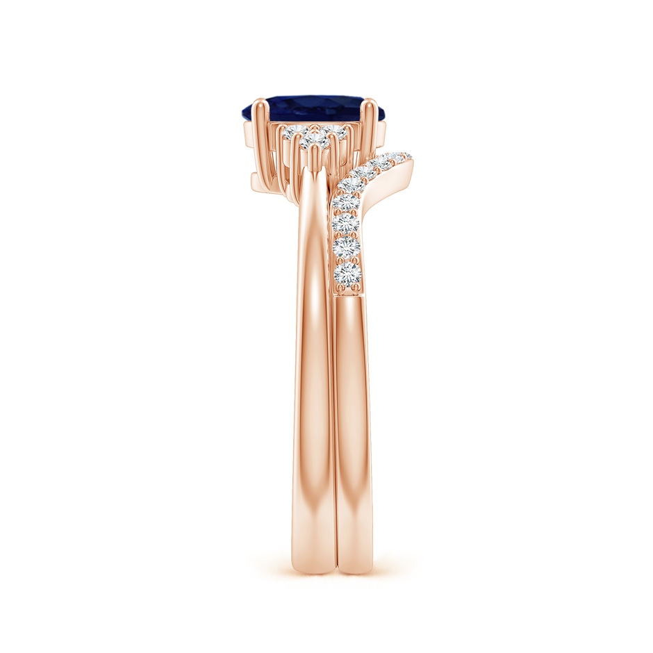 7x5mm A Blue Sapphire and Diamond Trio Bridal Set in Rose Gold product image