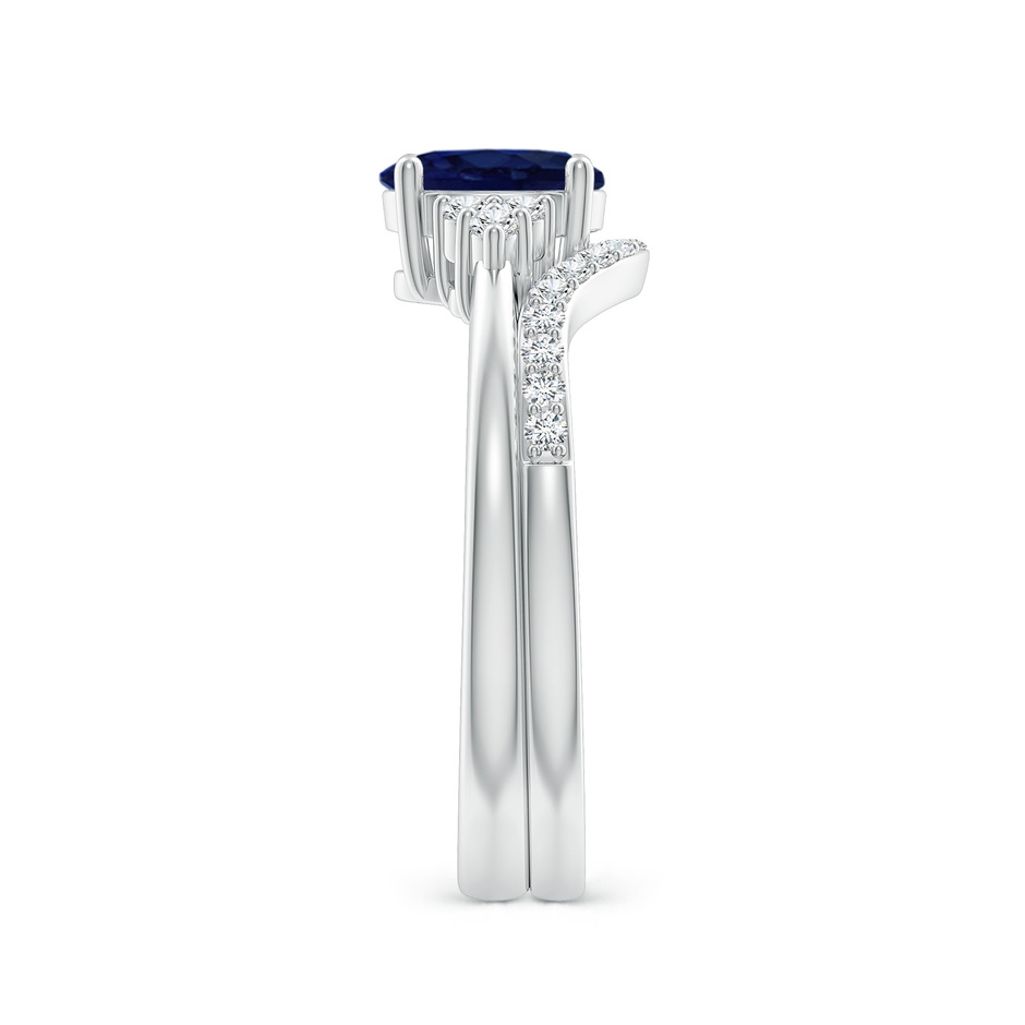 7x5mm A Blue Sapphire and Diamond Trio Bridal Set in White Gold product image