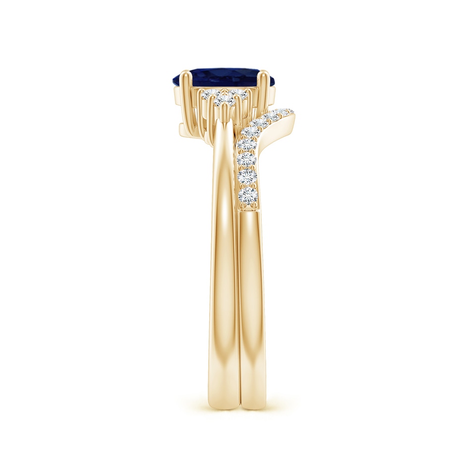 7x5mm A Blue Sapphire and Diamond Trio Bridal Set in Yellow Gold product image