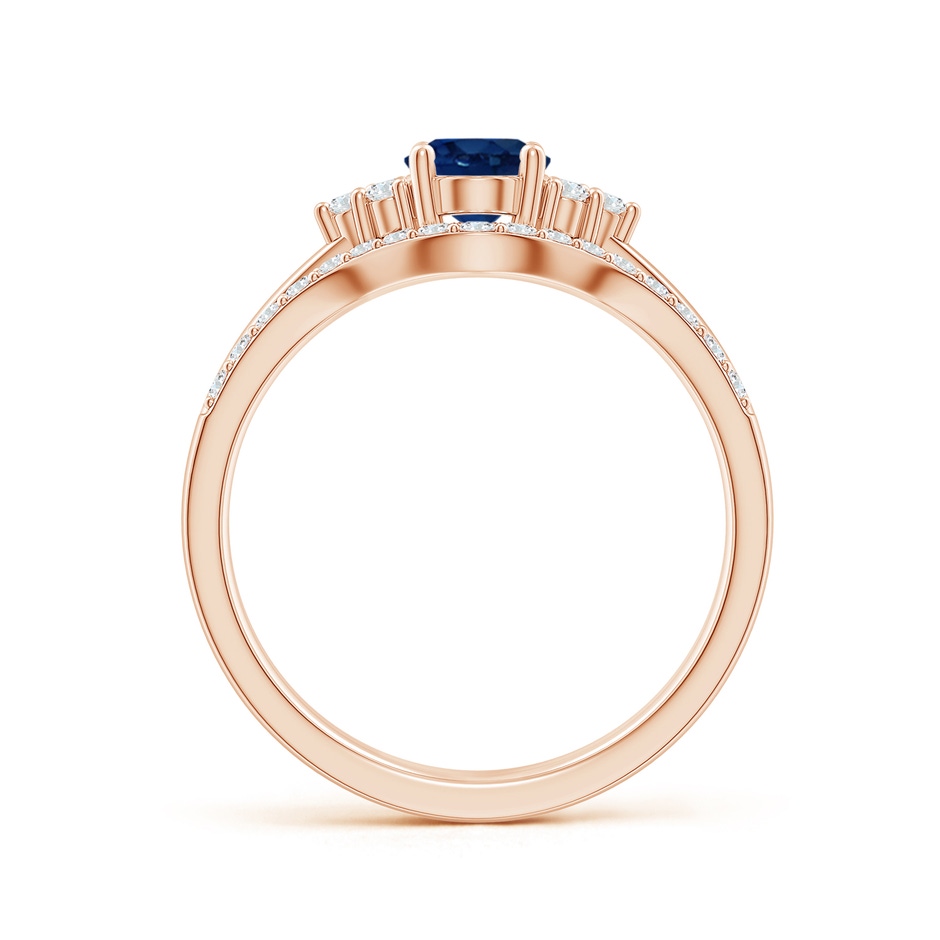 7x5mm AA Blue Sapphire and Diamond Trio Bridal Set in Rose Gold product image