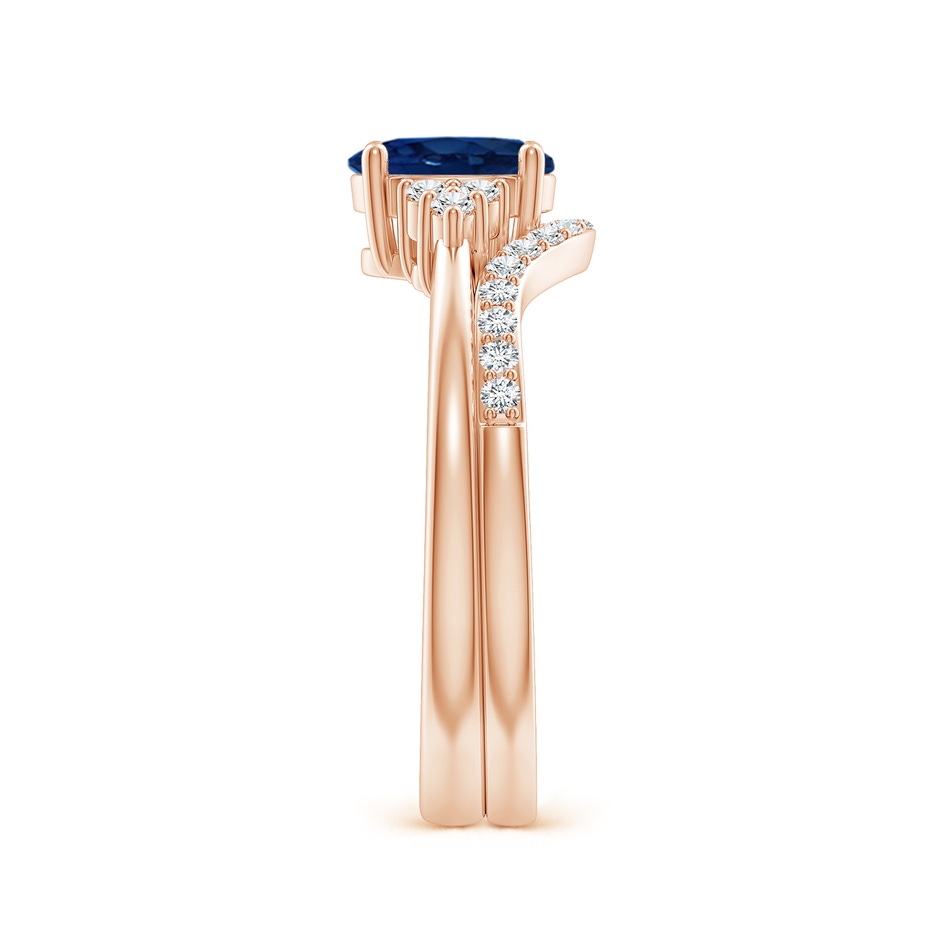 7x5mm AA Blue Sapphire and Diamond Trio Bridal Set in Rose Gold product image