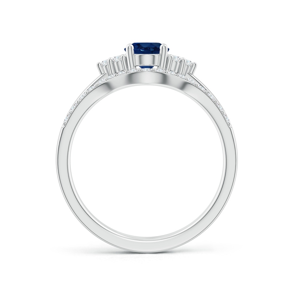 7x5mm AA Blue Sapphire and Diamond Trio Bridal Set in White Gold product image