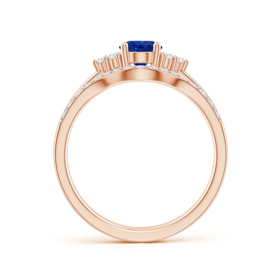 7x5mm AAA Blue Sapphire and Diamond Trio Bridal Set in Rose Gold product image