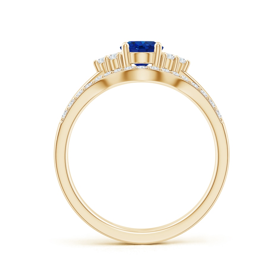 7x5mm AAA Blue Sapphire and Diamond Trio Bridal Set in Yellow Gold product image