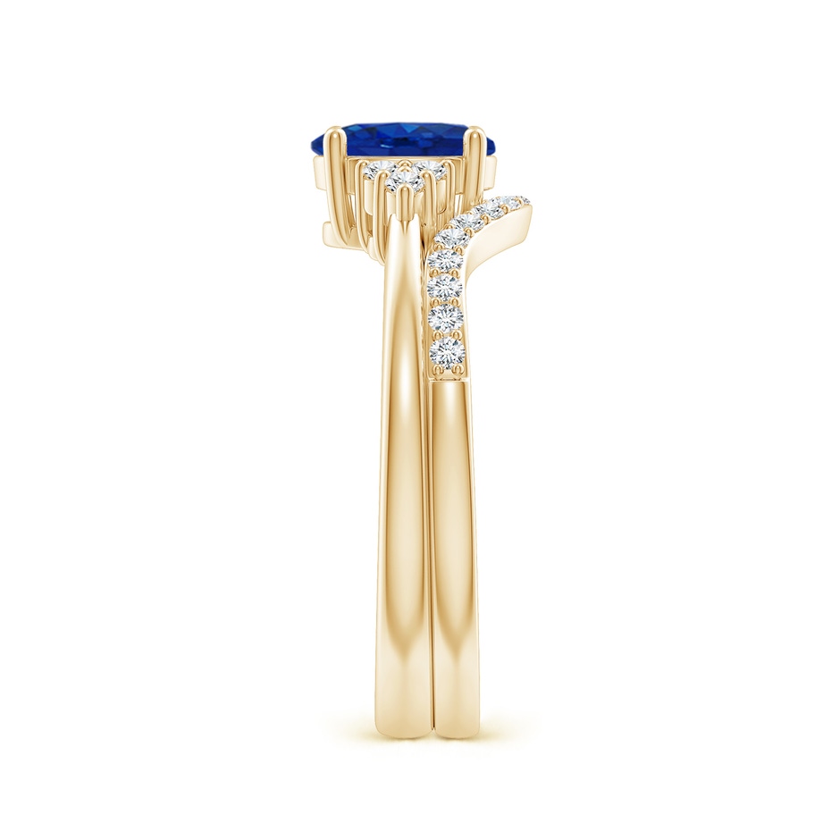 7x5mm AAA Blue Sapphire and Diamond Trio Bridal Set in Yellow Gold product image